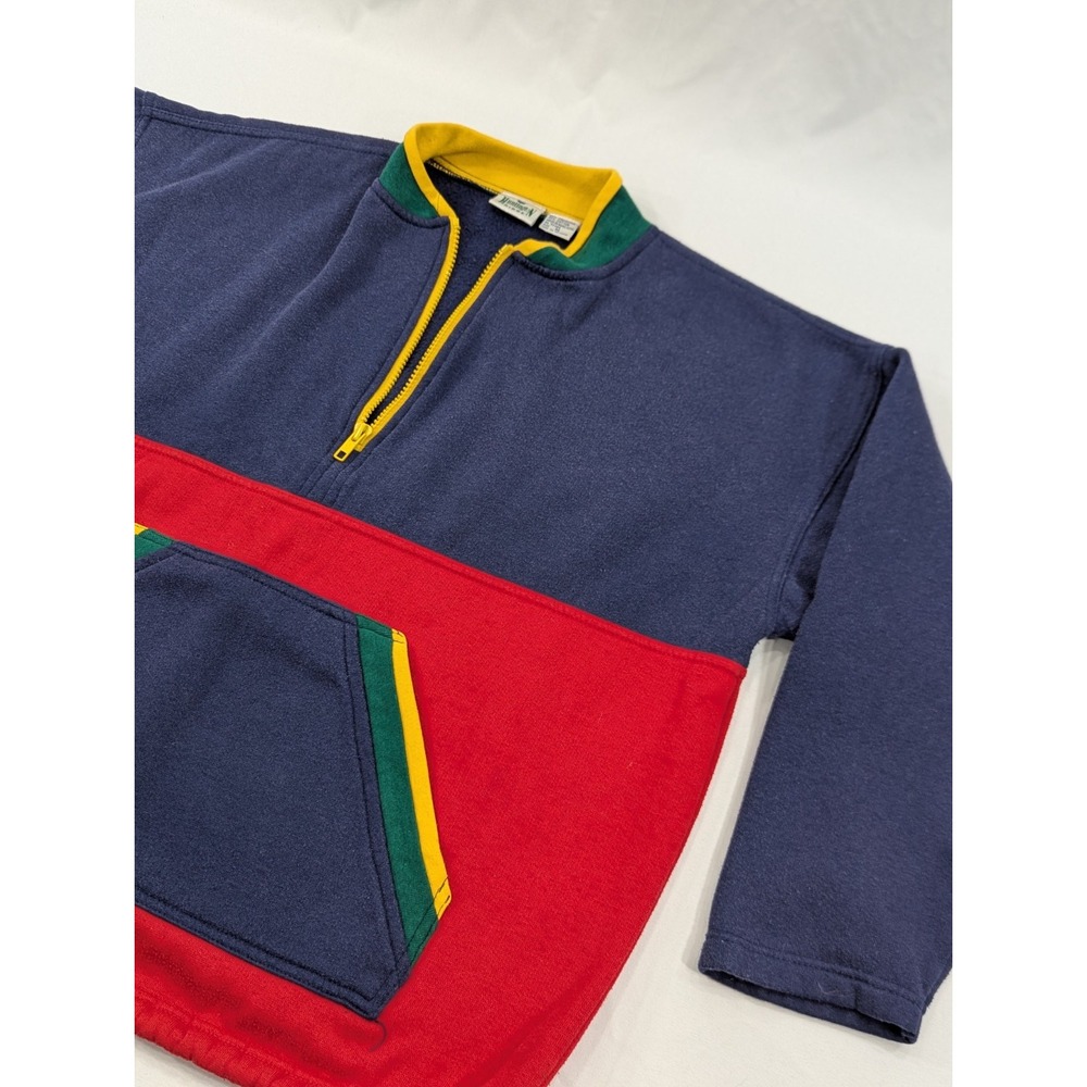 Vintage Huntington Ridge Pull Over Nautical Sweatshirt Medium Color Block Red